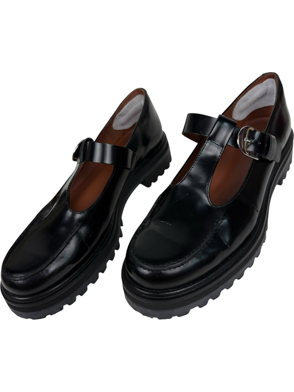 Reformation Patent Abalonia Mary Jane T Strap Lugged Loafers - Picture 2 of 8